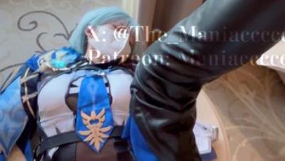 【COS控狂喜】美女Coser收藏家福利姬泡良大神「Maniacccccc」《原神》优菈劳伦斯，躺在桌子上被插到浪叫连连