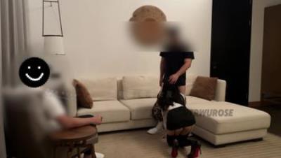 NTR绿帽夫妻明星颜值人妻「ROSEWU」连体黑丝深喉取悦单男&老公欣赏高跟吊带丝袜OL淫妻被单男疯狂爆操