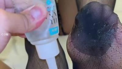 豹纹黑色细网袜